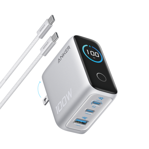 Anker Charger (100W, 3 Ports, Smart Display)
